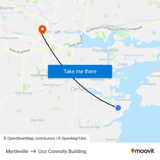 Myrtleville to Ucc Connolly Building map