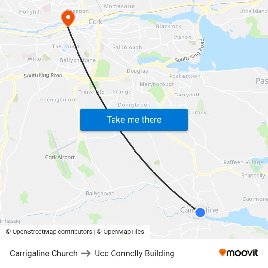 Carrigaline Church to Ucc Connolly Building map