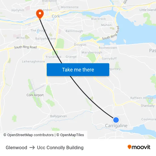 Glenwood to Ucc Connolly Building map