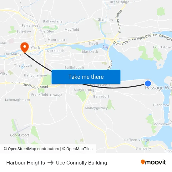 Harbour Heights to Ucc Connolly Building map