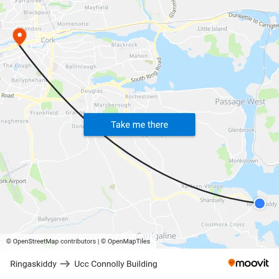Ringaskiddy to Ucc Connolly Building map