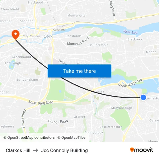 Clarkes Hill to Ucc Connolly Building map