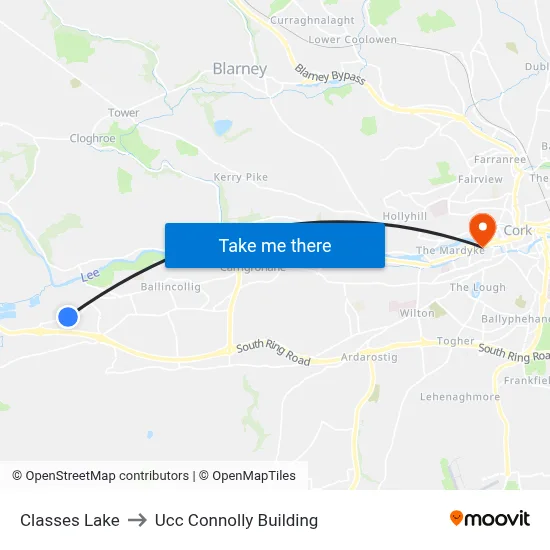 Classes Lake to Ucc Connolly Building map