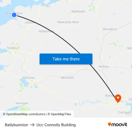 Ballybunnion to Ucc Connolly Building map
