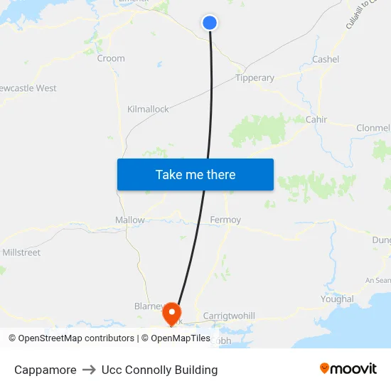 Cappamore to Ucc Connolly Building map
