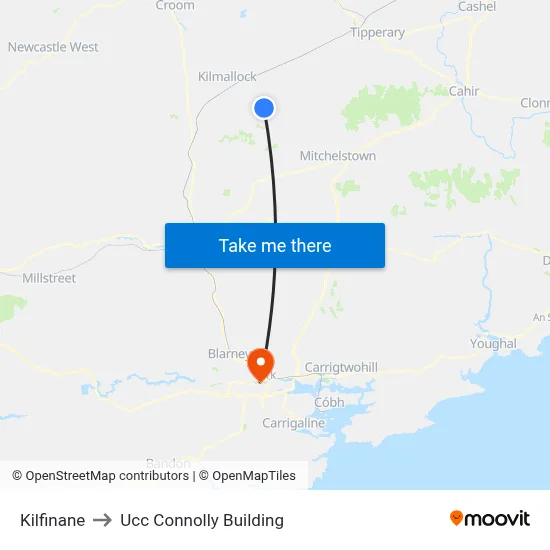 Kilfinane to Ucc Connolly Building map