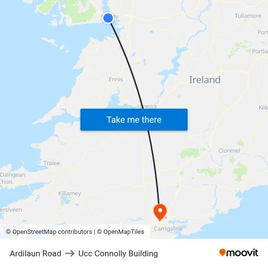 Ardilaun Road to Ucc Connolly Building map