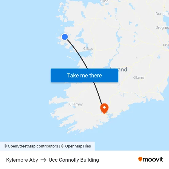 Kylemore Aby to Ucc Connolly Building map