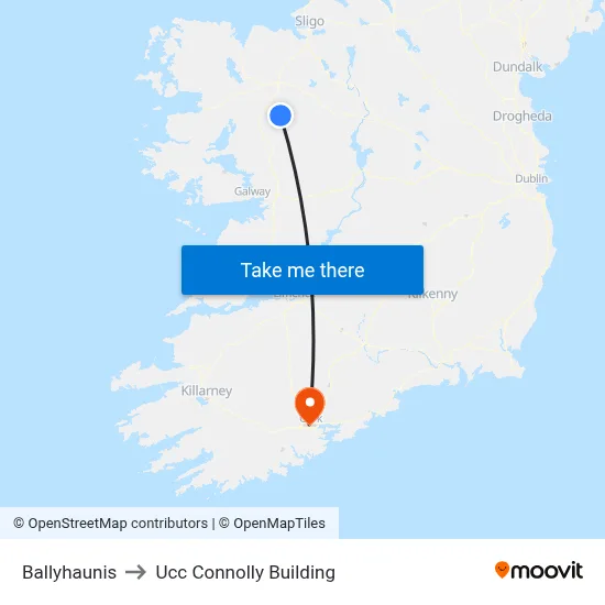 Ballyhaunis to Ucc Connolly Building map