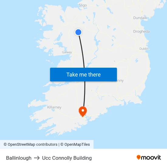 Ballinlough to Ucc Connolly Building map