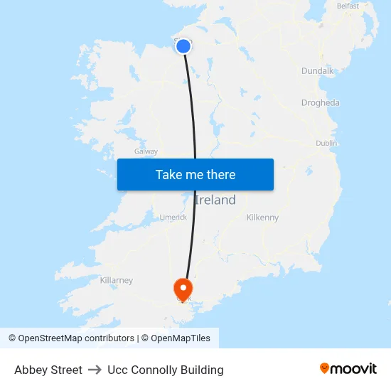Abbey Street to Ucc Connolly Building map
