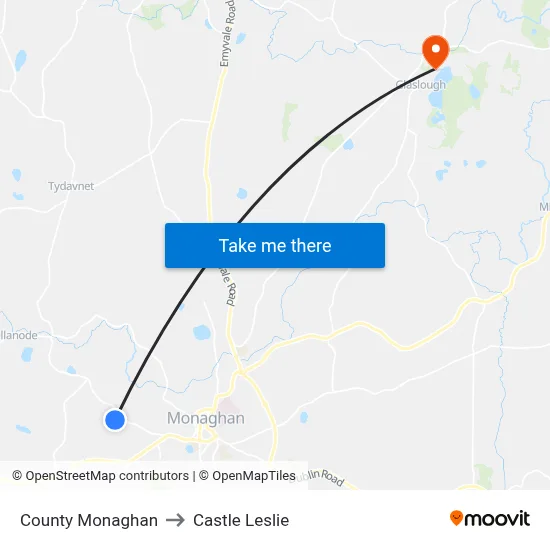 County Monaghan to Castle Leslie map