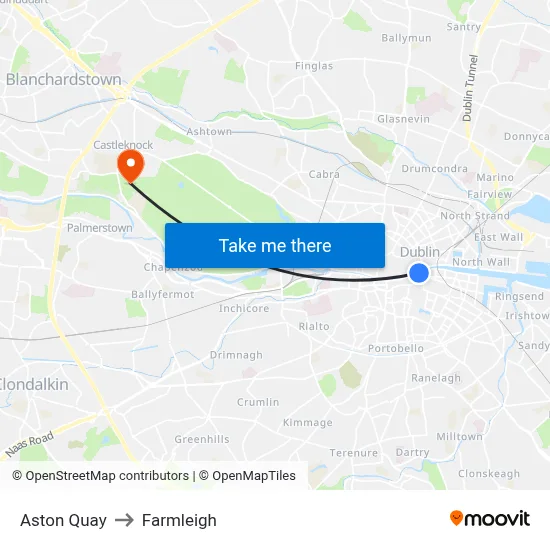 Aston Quay to Farmleigh map