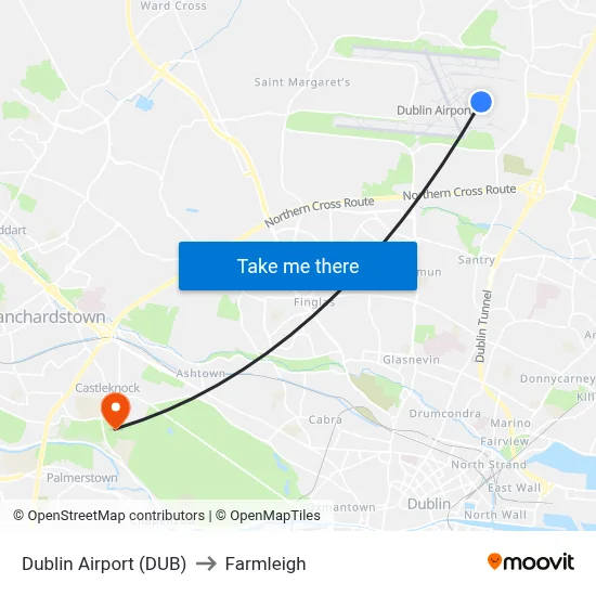Dublin Airport (DUB) to Farmleigh map