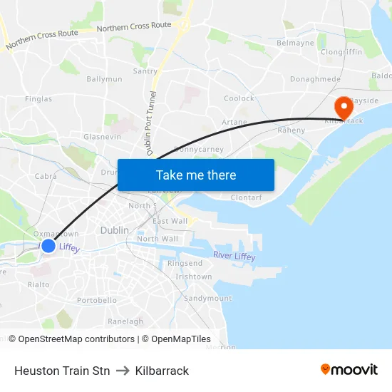 Heuston Train Stn to Kilbarrack map
