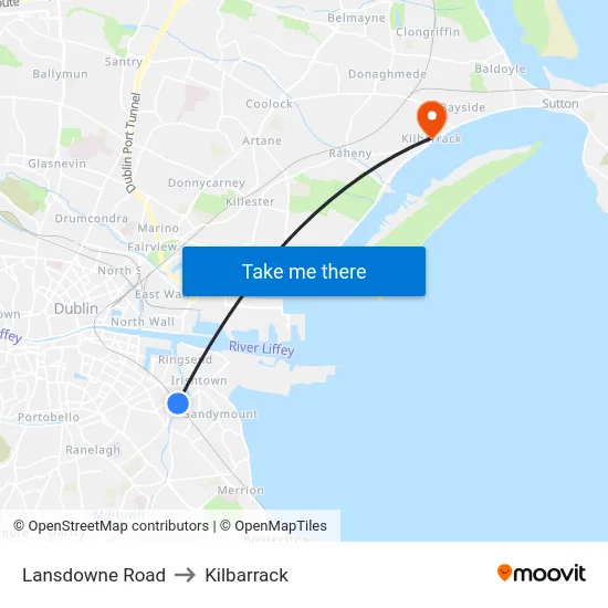Lansdowne Road to Kilbarrack map