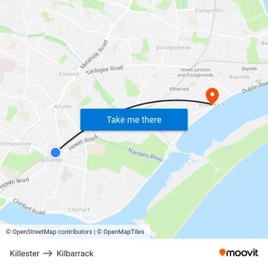 Killester to Kilbarrack map