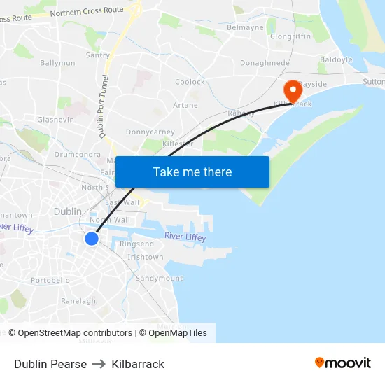 Dublin Pearse to Kilbarrack map