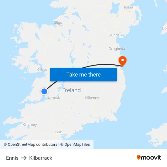 Ennis to Kilbarrack map
