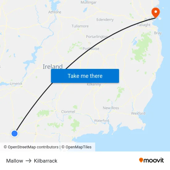 Mallow to Kilbarrack map