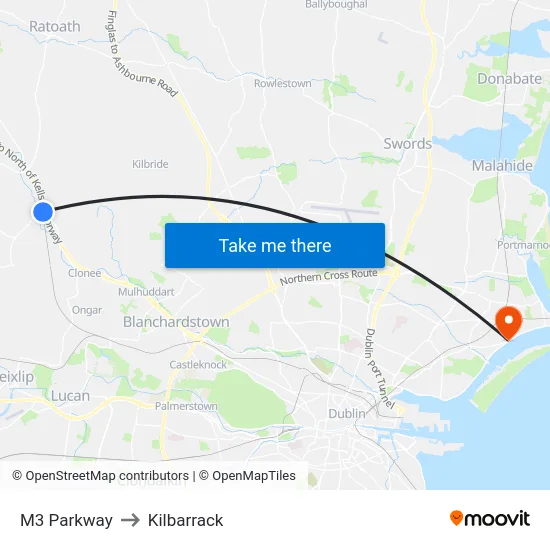 M3 Parkway to Kilbarrack map