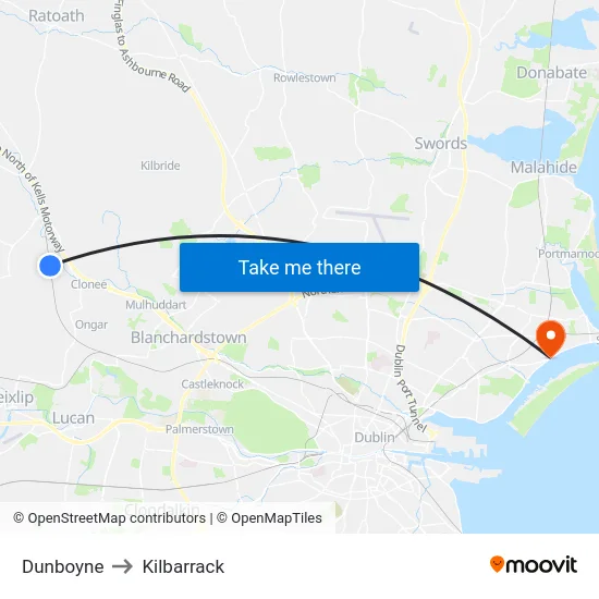 Dunboyne to Kilbarrack map