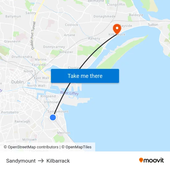 Sandymount to Kilbarrack map