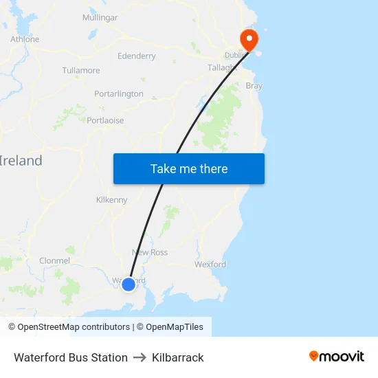 Waterford Bus Station to Kilbarrack map