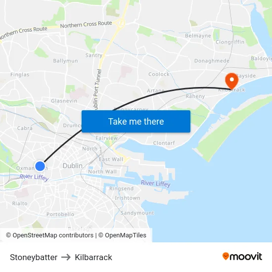 Stoneybatter to Kilbarrack map