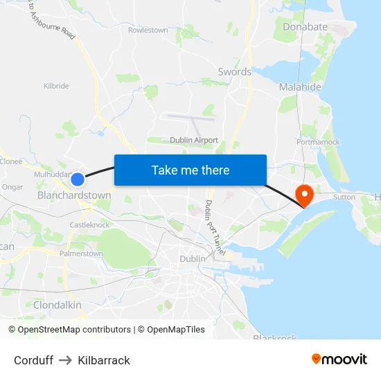 Corduff to Kilbarrack map