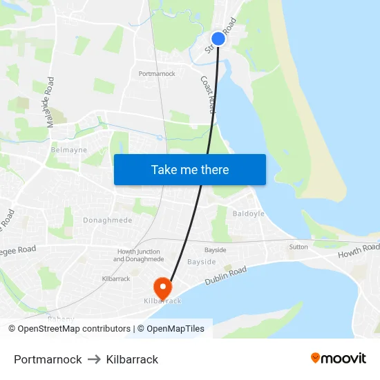 Portmarnock to Kilbarrack map