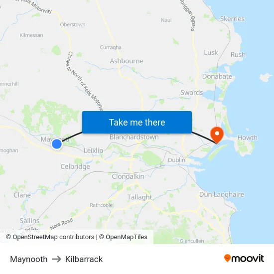 Maynooth to Kilbarrack map