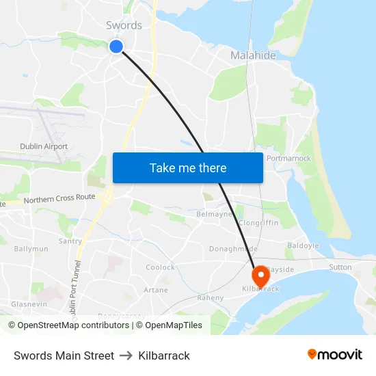 Swords Main Street to Kilbarrack map