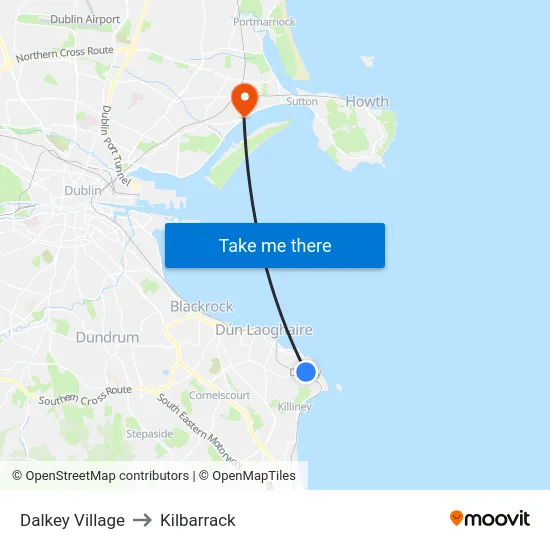 Dalkey Village to Kilbarrack map