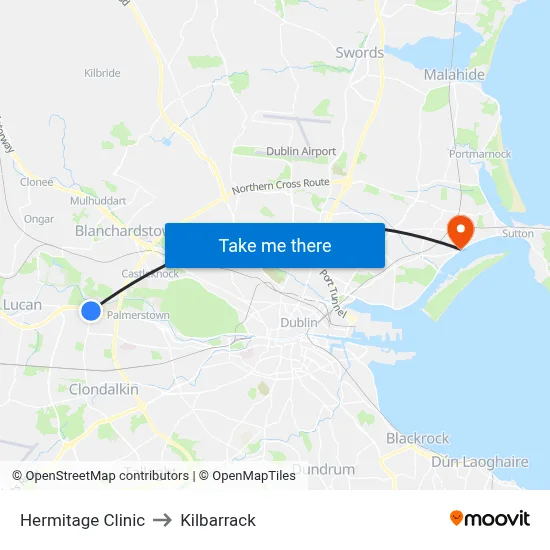 Hermitage Clinic to Kilbarrack map
