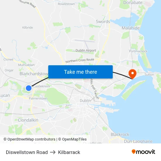Diswellstown Road to Kilbarrack map