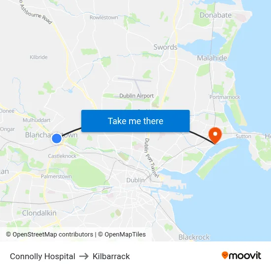 Connolly Hospital to Kilbarrack map