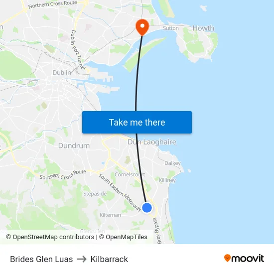 Brides Glen Luas to Kilbarrack map