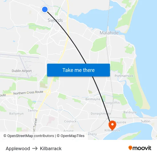Applewood to Kilbarrack map