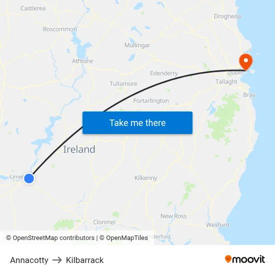 Annacotty to Kilbarrack map