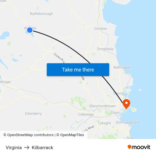 Virginia to Kilbarrack map