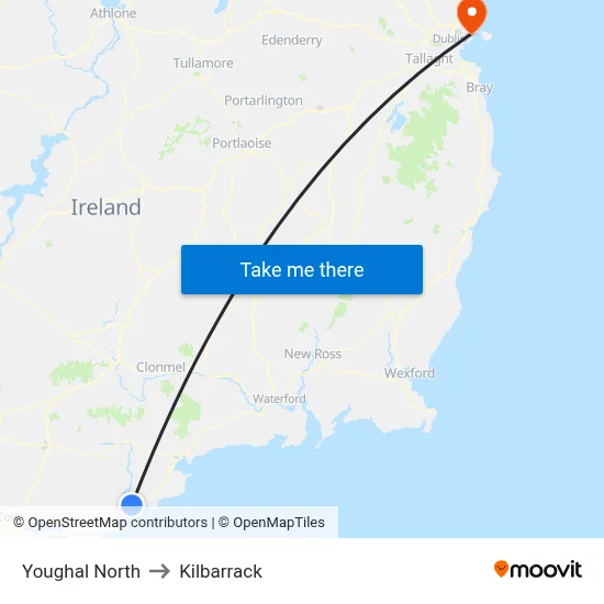 Youghal North to Kilbarrack map