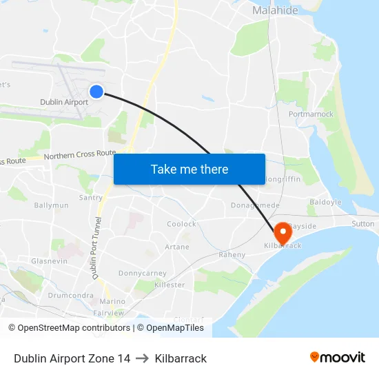 Dublin Airport Zone 14 to Kilbarrack map
