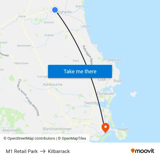 M1 Retail Park to Kilbarrack map