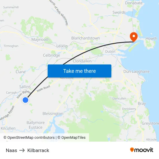 Naas to Kilbarrack map
