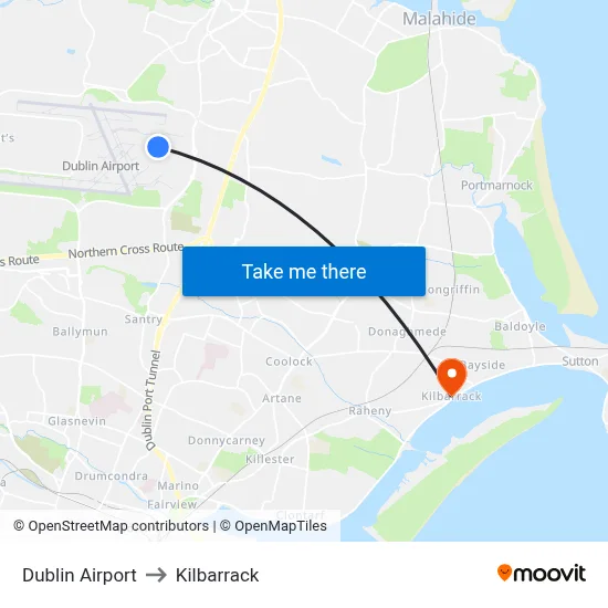 Dublin Airport to Kilbarrack map