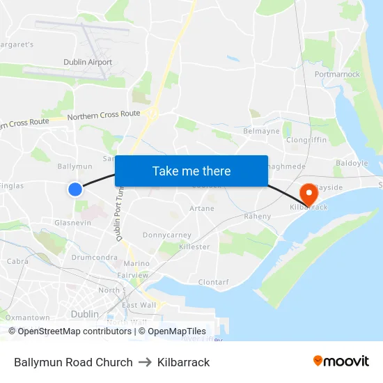 Ballymun Road Church to Kilbarrack map
