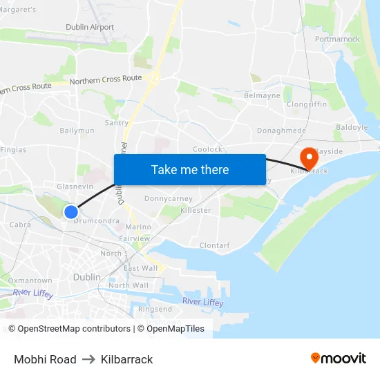 Mobhi Road to Kilbarrack map