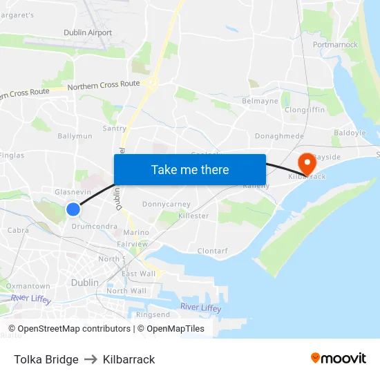 Tolka Bridge to Kilbarrack map