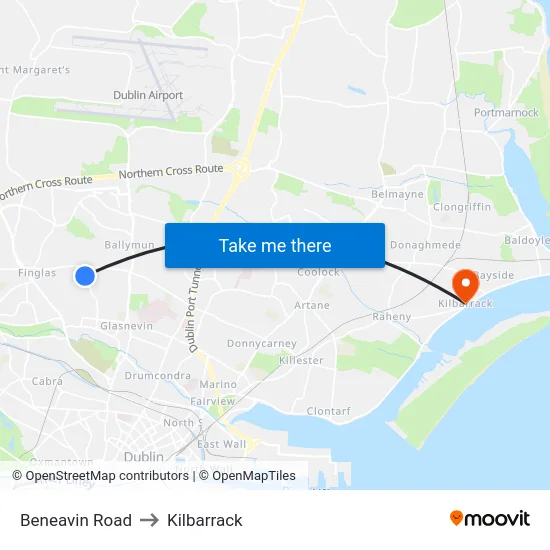 Beneavin Road to Kilbarrack map